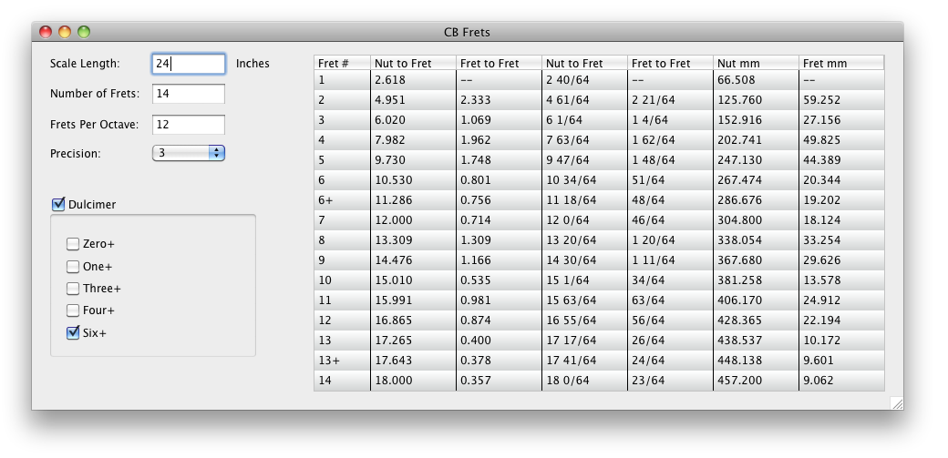 Fret Layout Software Screenshot