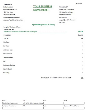 Sprinkler Inspection Proposal Software