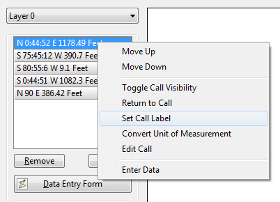 Metes and Bounds Set Call Label