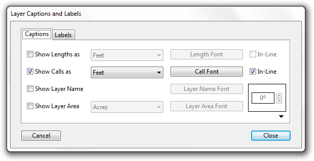 Metes and Bounds Layer Captions and Labels