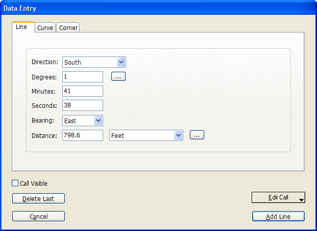 Deed Plotting Line Data Entry