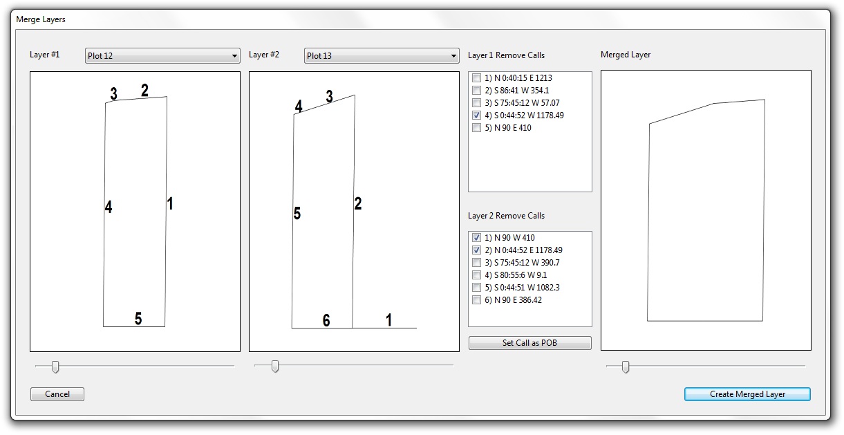 Metes and Bounds Merge Plots