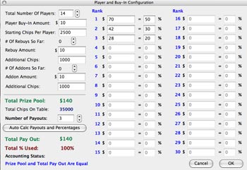 Poker tournament software screenshot.