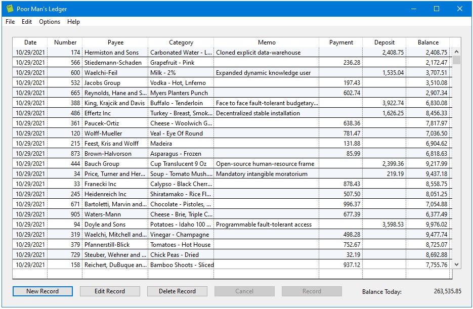 Poor Man's Accounting Ledger Screenshot